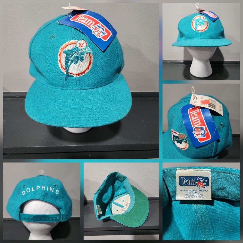 VTG 90s Y2K Miami‎ Dolphins Team NFL Football Annco Snapback Hat Cap OSFA NWT